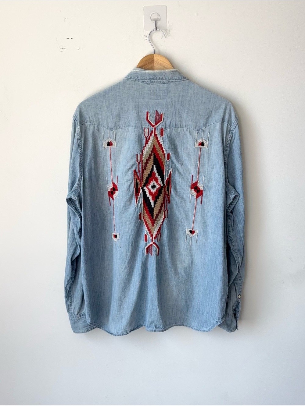 Ralph Lauren Denim & Supply Embroidered Western Chambray Shirt Men’s XL Denim - Picture 2 of 11